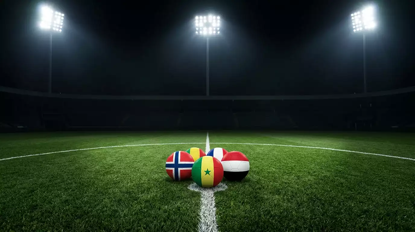 Vier Trikots der Mannschaften aus Gruppe I der WM 2026 nebeneinander