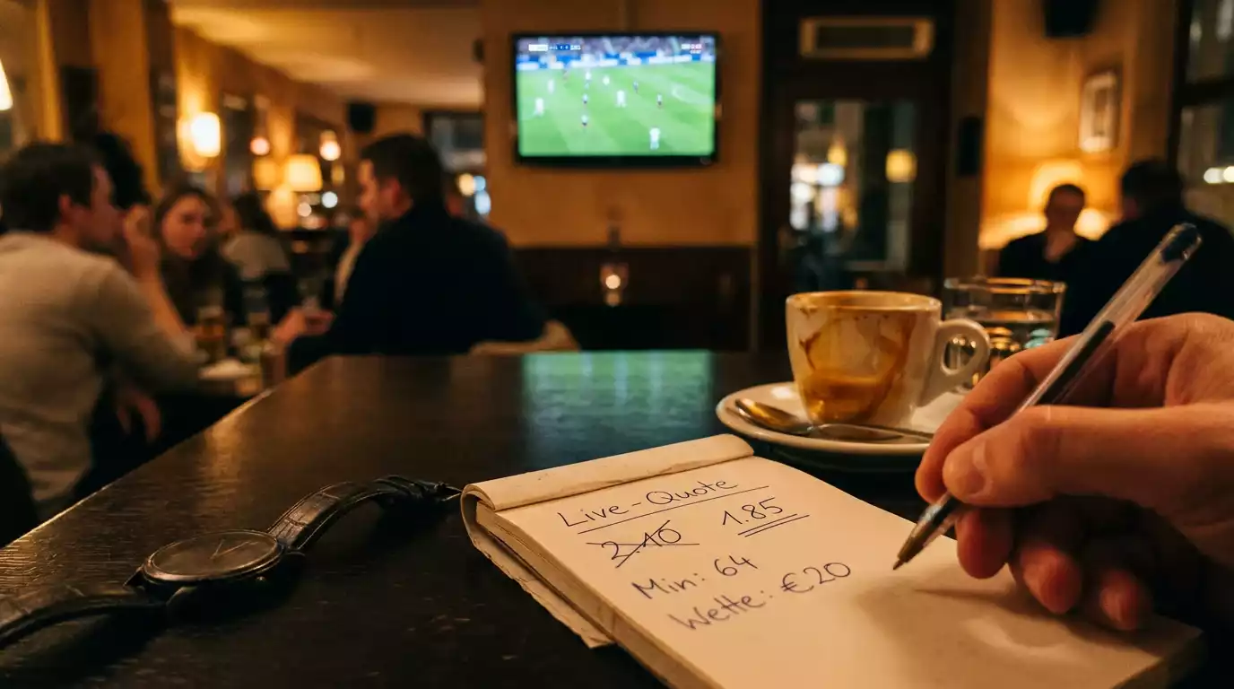 Live-Wettmarkt während eines Spiels der Fussball-WM 2026 mit Echtzeit-Quoten