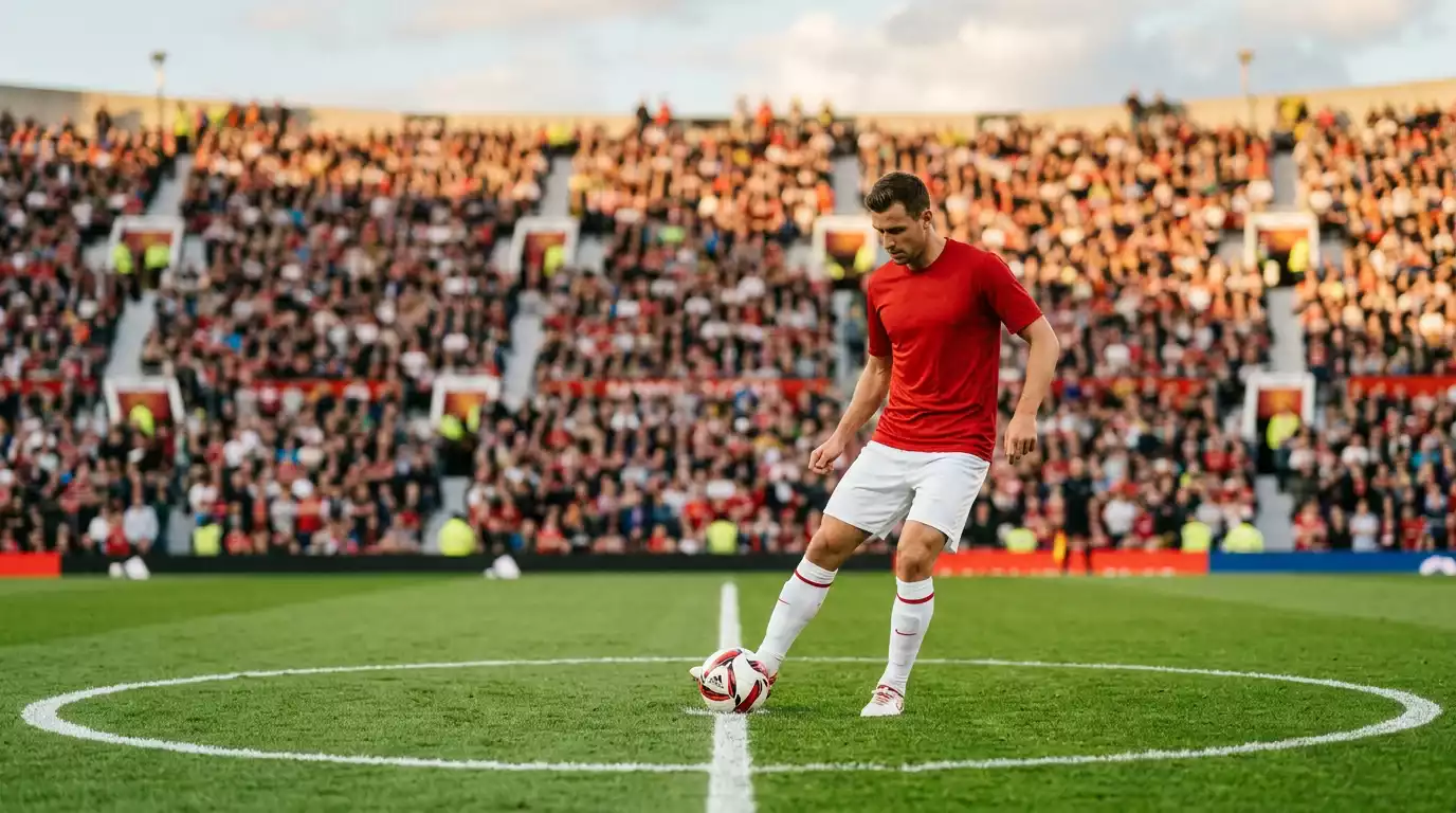 Spieler der Schweizer Fussball-Nationalmannschaft im roten Trikot beim Anstoss in einem Stadion