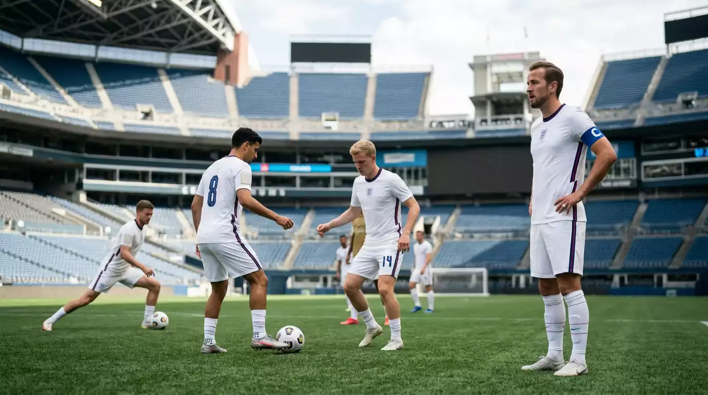 Spieler der United States Men's National Team im weissen Heimtrikot beim Aufwärmen vor einem Spiel