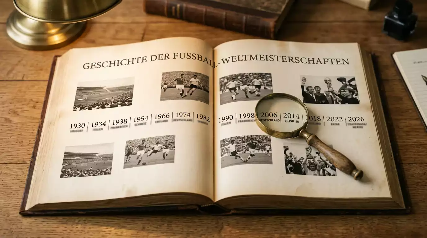 Historische Übersicht aller Fussball-Weltmeisterschaften von 1930 bis 2026
